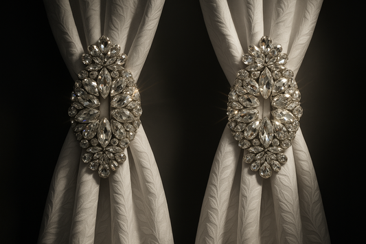 Luxury Crystal Curtain Tiebacks (Set of 2) | Handmade Rhinestone Curtain Holdbacks | Elegant Drapery Accessories by LaysDecor