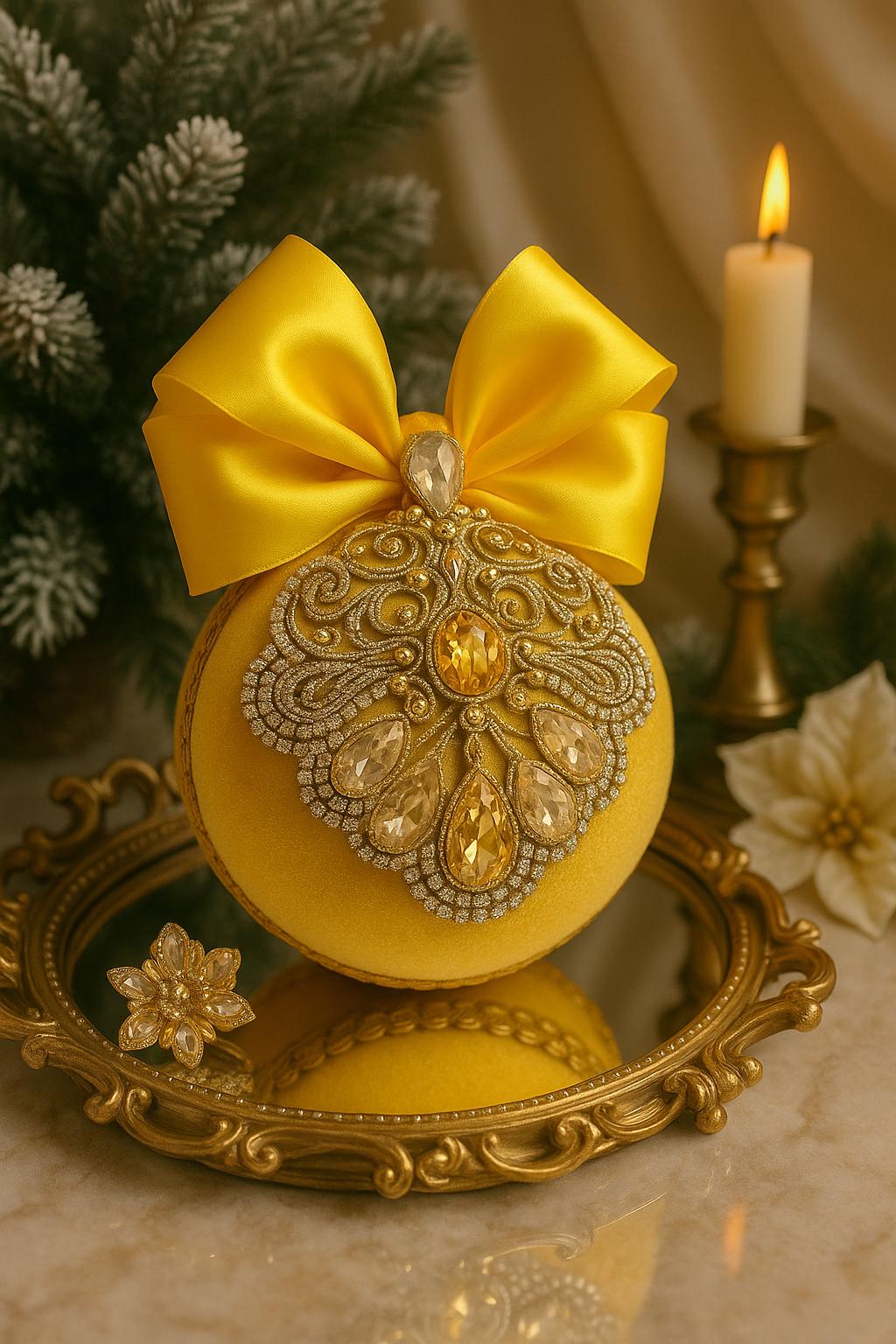 Handmade Gold Christmas Ornament: Elegant Holiday Tree Decor
