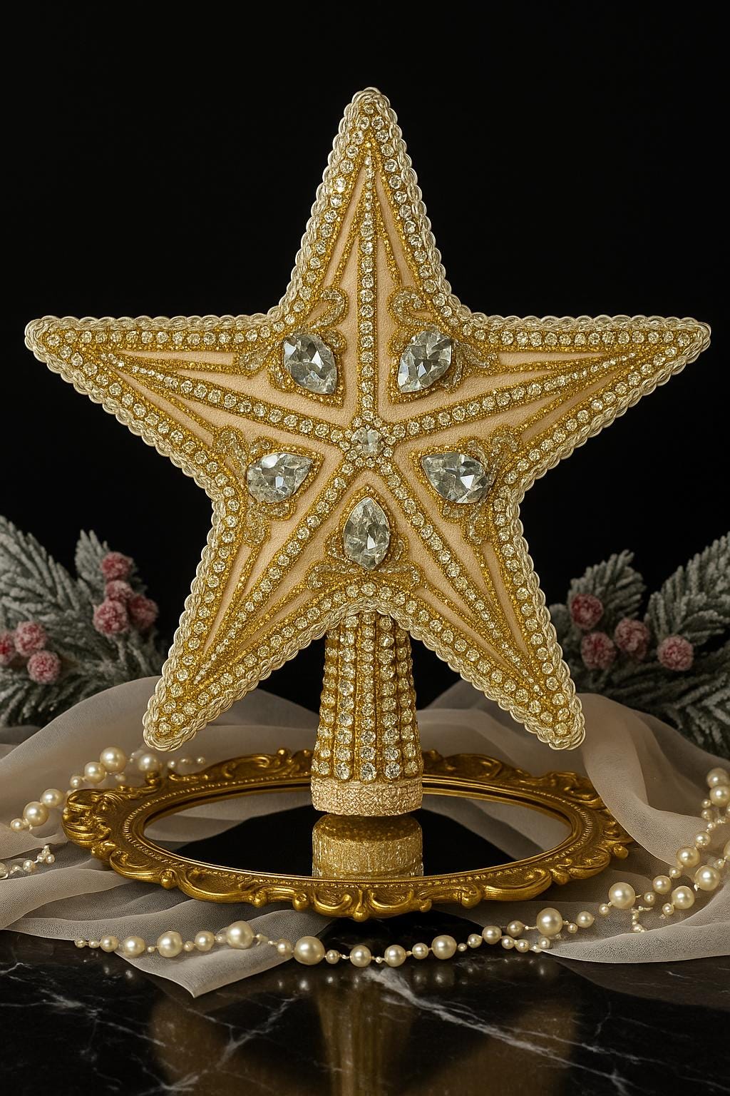 Handmade Gold Star Tree Topper: Elegant Christmas Decor