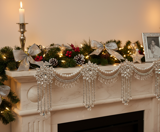Luxury Crystal Mantel Garland | Rhinestone Fireplace Mantel Swag | Sparkly Christmas Garland | Elegant Handmade Holiday Decor