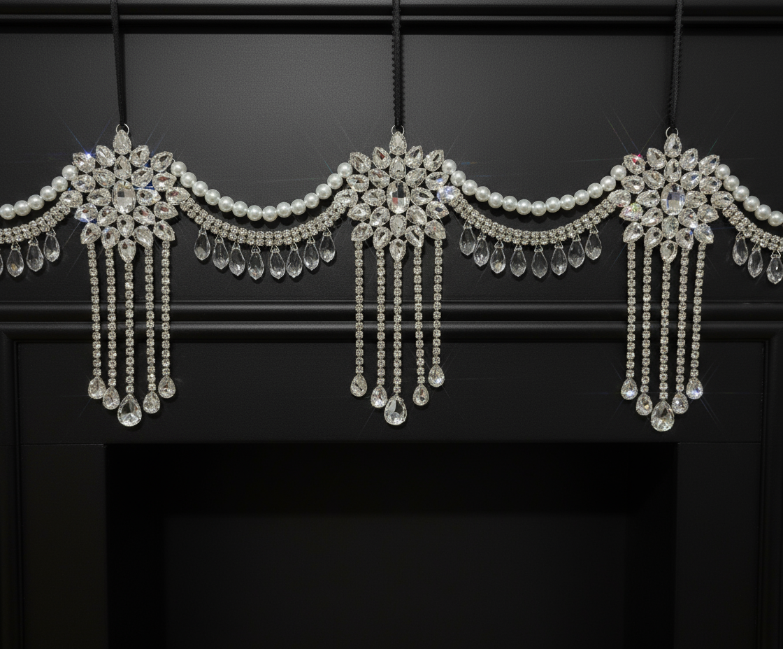 Luxury Crystal Mantel Garland | Rhinestone Fireplace Mantel Swag | Sparkly Christmas Garland | Elegant Handmade Holiday Decor