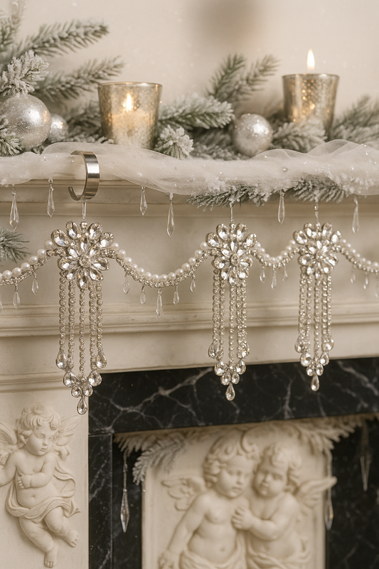 Mantel Swag Garland | Luxury Crystal Fireplace Garland | Elegant Holiday Decor
