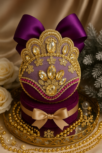 Handmade Amethyst Velvet Christmas Ornament | Purple Rhinestone Holiday Decor | Elegant Christmas Ornament by LaysDecor