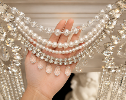 Crystal Garland Rhinestone Mantel Swag, Luxury Wedding Decor Crystal Chandelier Garland, Handmade Pearl Beaded Garland, Fireplace Decor