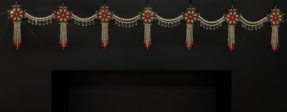 Luxury Red Green & Gold Jeweled Christmas Garland | Handmade Crystal Holiday Mantel Swag | Elegant Pearl Rhinestone Decor by LaysDecor