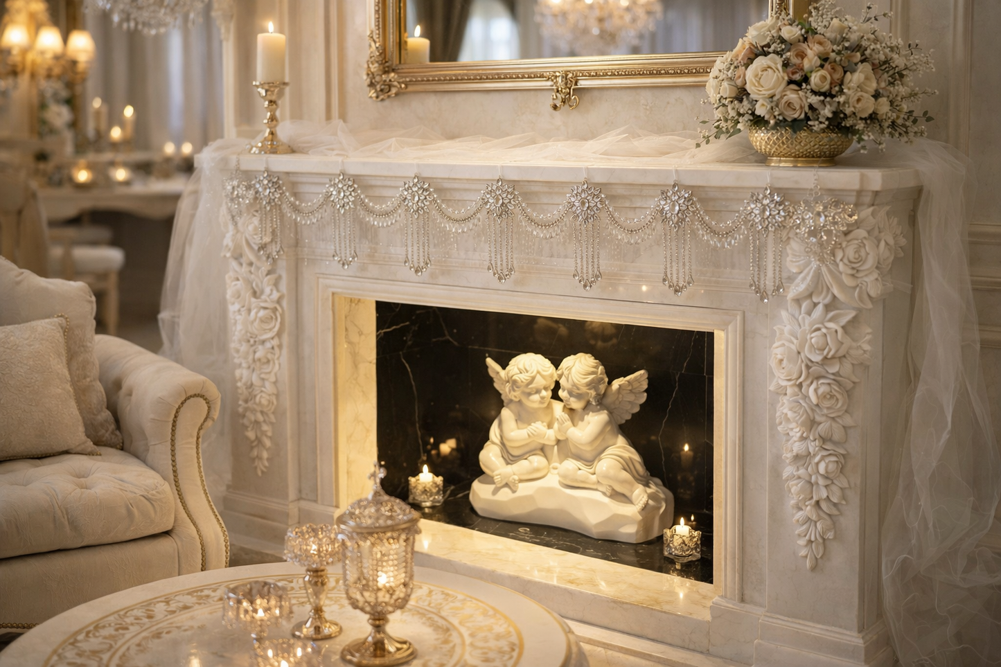 Luxury Crystal Mantel Garland | Rhinestone Fireplace Mantel Swag | Sparkly Christmas Garland | Elegant Handmade Holiday Decor