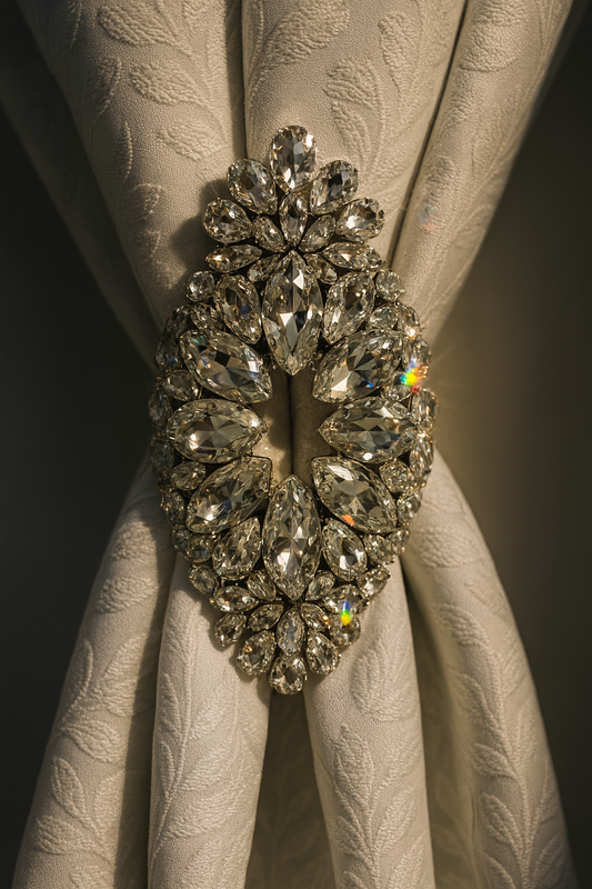 Luxury Crystal Curtain Tiebacks (Set of 2) | Handmade Rhinestone Curtain Holdbacks | Elegant Drapery Accessories by LaysDecor