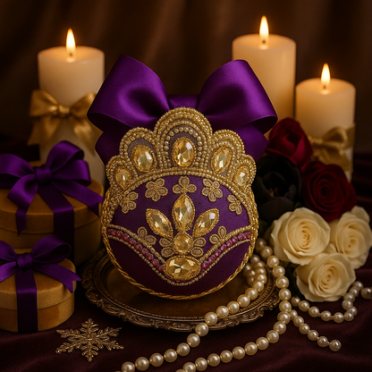 Handmade Amethyst Velvet Christmas Ornament | Purple Rhinestone Holiday Decor | Elegant Christmas Ornament by LaysDecor