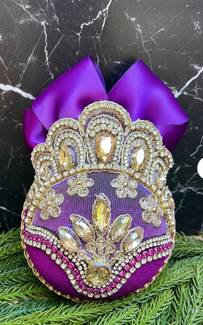 Handmade Amethyst Velvet Christmas Ornament | Purple Rhinestone Holiday Decor | Elegant Christmas Ornament by LaysDecor