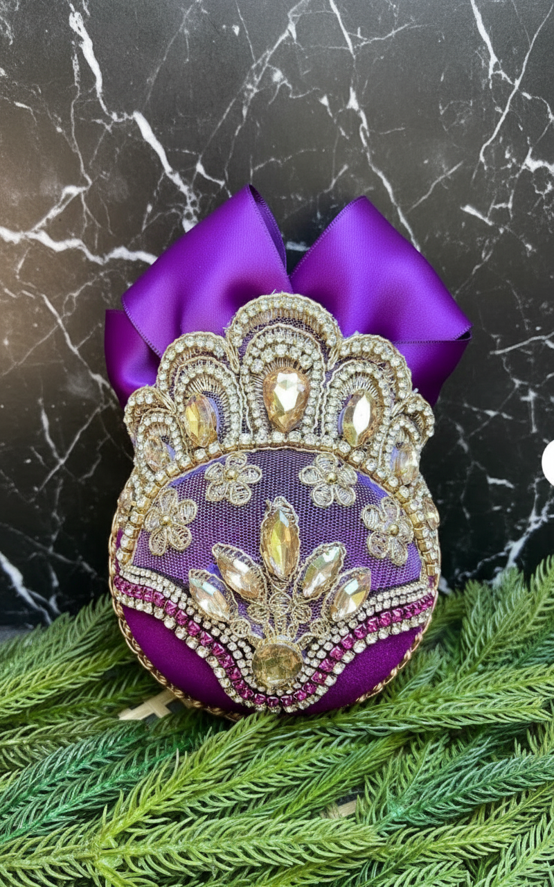 Handmade Amethyst Velvet Christmas Ornament | Purple Rhinestone Holiday Decor | Elegant Christmas Ornament by LaysDecor
