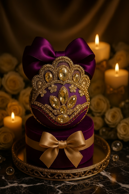 Handmade Amethyst Velvet Christmas Ornament | Purple Rhinestone Holiday Decor | Elegant Christmas Ornament by LaysDecor