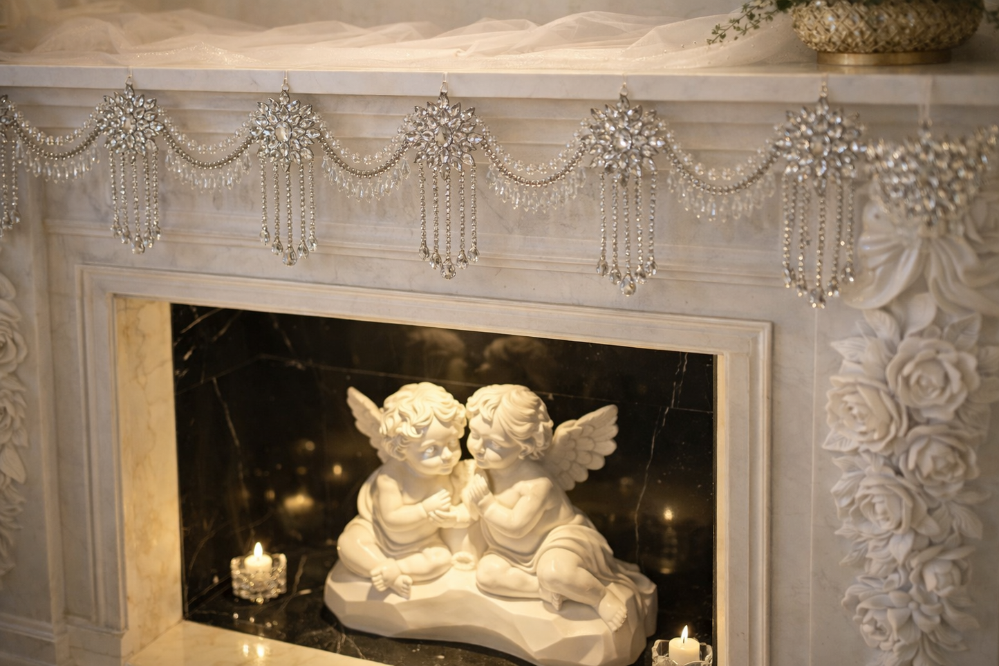 Luxury Crystal Mantel Garland | Rhinestone Fireplace Mantel Swag | Sparkly Christmas Garland | Elegant Handmade Holiday Decor