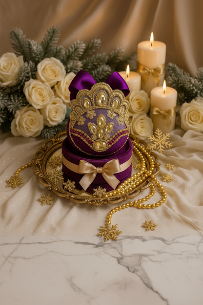 Handmade Amethyst Velvet Christmas Ornament | Purple Rhinestone Holiday Decor | Elegant Christmas Ornament by LaysDecor