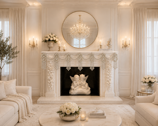 Crystal Garland Rhinestone Mantel Swag, Luxury Wedding Decor Crystal Chandelier Garland, Handmade Pearl Beaded Garland, Fireplace Decor