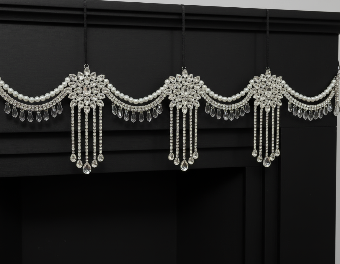 Luxury Crystal Mantel Garland | Rhinestone Fireplace Mantel Swag | Sparkly Christmas Garland | Elegant Handmade Holiday Decor