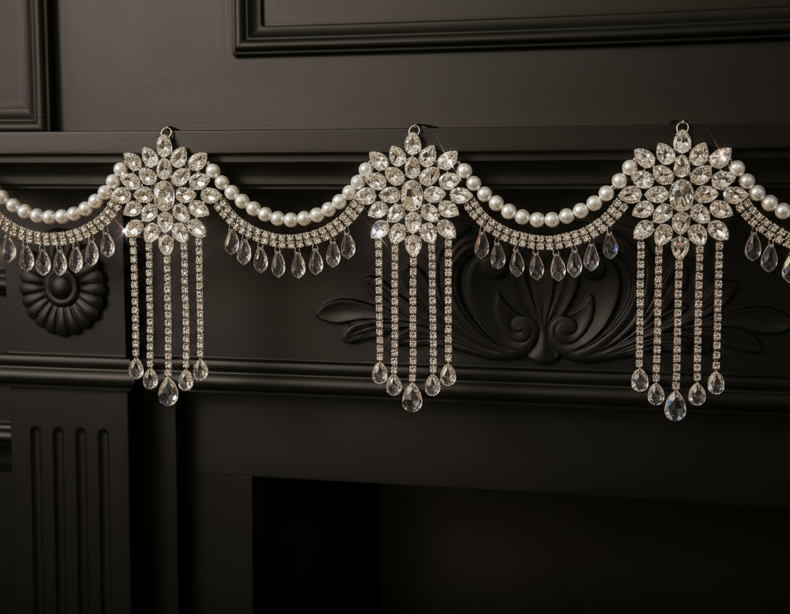 Luxury Crystal Mantel Garland | Rhinestone Fireplace Mantel Swag | Sparkly Christmas Garland | Elegant Handmade Holiday Decor