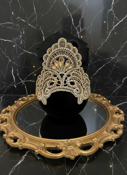 Handmade Black & Gold Christmas Ornament | Luxury Champagne Holiday Decor | Elegant Rhinestone Ornament by LaysDecor