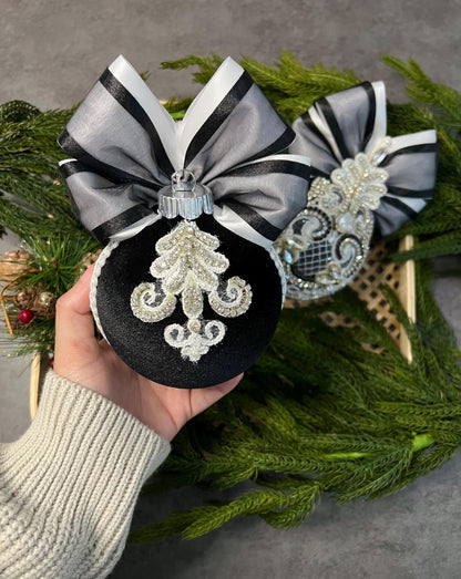 Handcrafted Gothic Halloween Ornaments: Monochrome Spooky Tree Decor