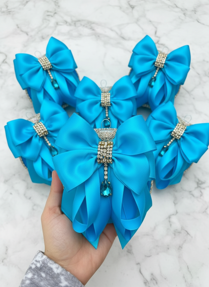 Blue Rhinestone Christmas Ornament | Handmade Satin Holiday Ornament | Elegant Christmas Decor