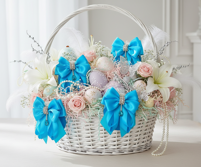 Blue Rhinestone Christmas Ornament | Handmade Satin Holiday Ornament | Elegant Christmas Decor