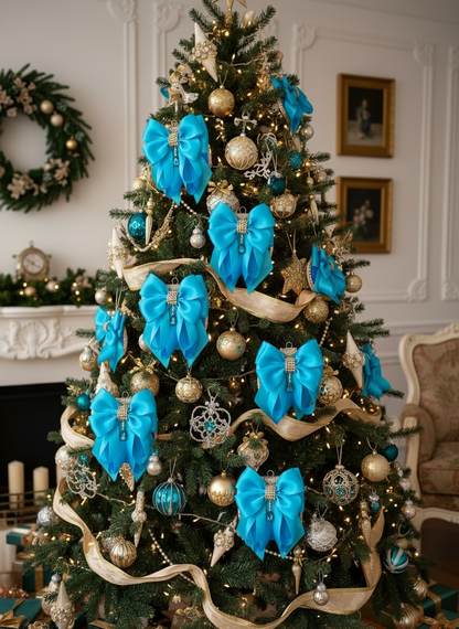 Blue Rhinestone Christmas Ornament | Handmade Satin Holiday Ornament | Elegant Christmas Decor