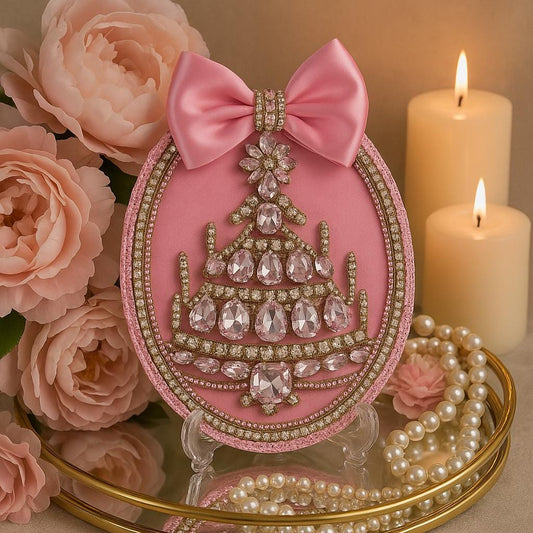 Handmade Pink Jeweled Tree: Velvet Rhinestone Holiday Decor