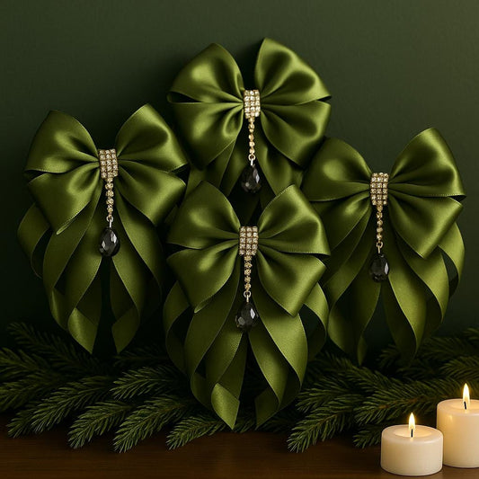 Moss Green Rhinestone Christmas Ornament: Handmade Holiday Tree Decor