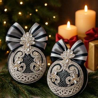 Handcrafted Gothic Halloween Ornaments: Monochrome Spooky Tree Decor