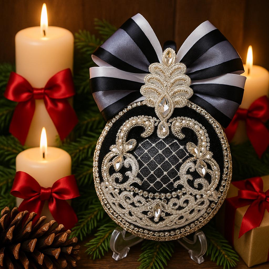 Handcrafted Gothic Halloween Ornaments: Monochrome Spooky Tree Decor