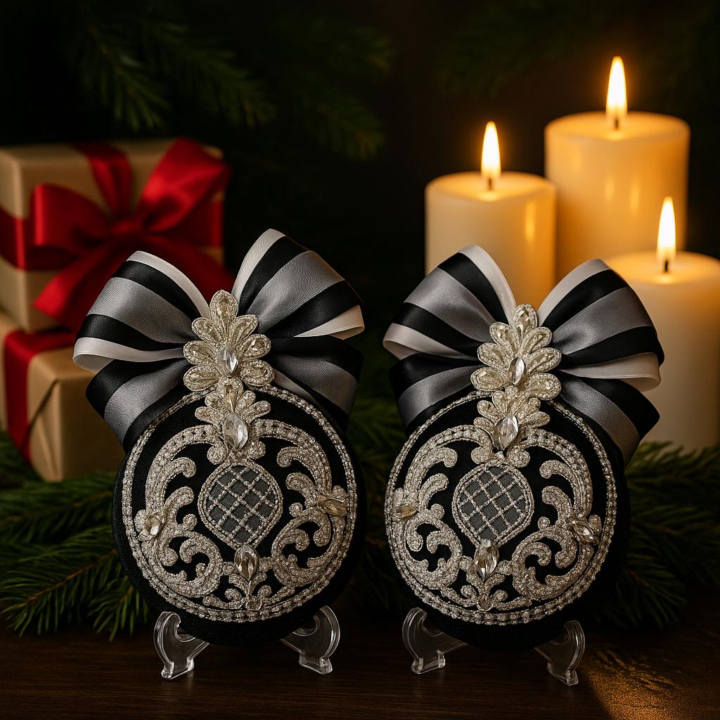 Handcrafted Gothic Halloween Ornaments: Monochrome Spooky Tree Decor