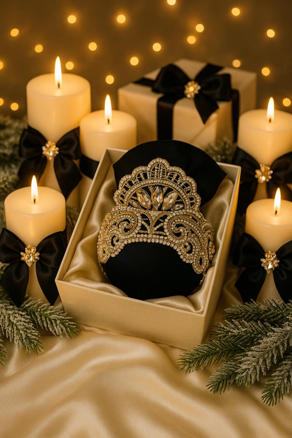 Handmade Black & Gold Christmas Ornament: Luxe Holiday Decor