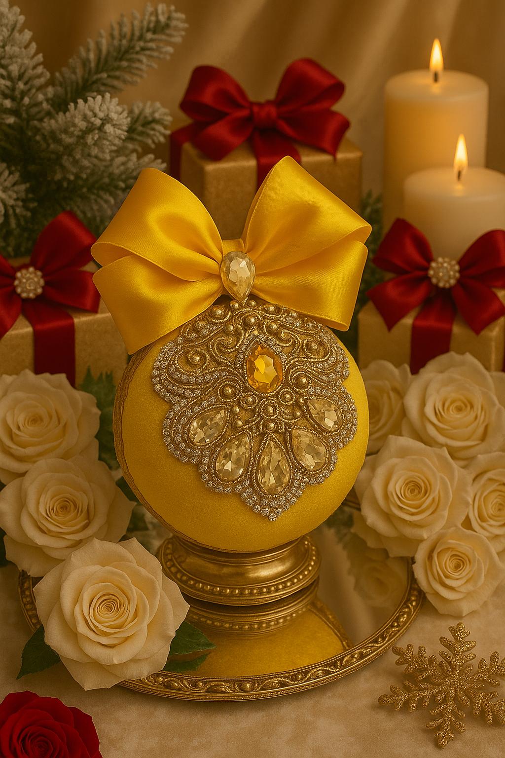 Handmade Gold Christmas Ornament: Elegant Holiday Tree Decor