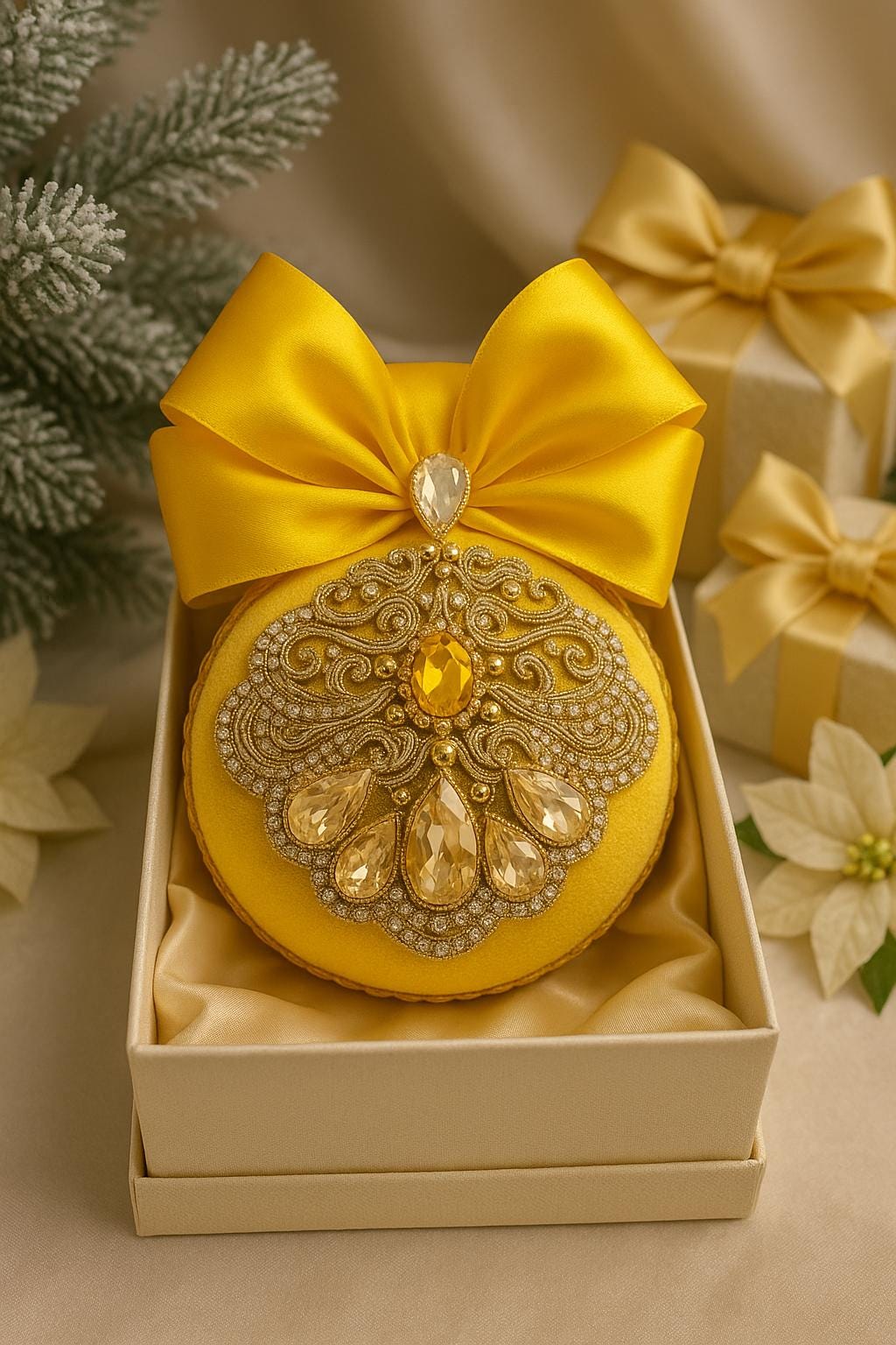 Handmade Gold Christmas Ornament: Elegant Holiday Tree Decor