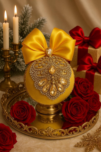 Handmade Gold Christmas Ornament: Elegant Holiday Tree Decor
