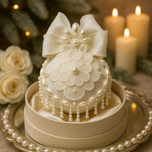 Handmade Pearl Christmas Ornament: Elegant White Holiday Tree Decoration