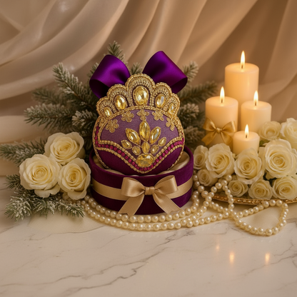 Handmade Amethyst Velvet Christmas Ornament | Purple Rhinestone Holiday Decor | Elegant Christmas Ornament by LaysDecor