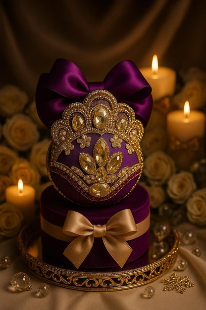 Handmade Amethyst Velvet Christmas Ornament: Rhinestone Holiday Decor