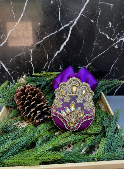 Handmade Amethyst Velvet Christmas Ornament | Purple Rhinestone Holiday Decor | Elegant Christmas Ornament by LaysDecor
