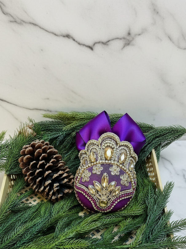 Handmade Amethyst Velvet Christmas Ornament | Purple Rhinestone Holiday Decor | Elegant Christmas Ornament by LaysDecor