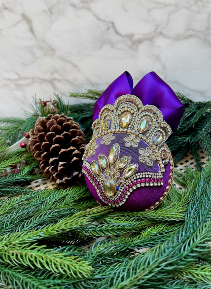 Handmade Amethyst Velvet Christmas Ornament | Purple Rhinestone Holiday Decor | Elegant Christmas Ornament by LaysDecor