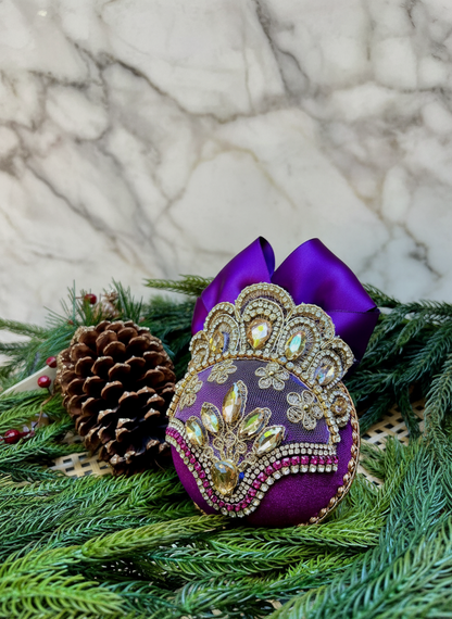 Handmade Amethyst Velvet Christmas Ornament | Purple Rhinestone Holiday Decor | Elegant Christmas Ornament by LaysDecor