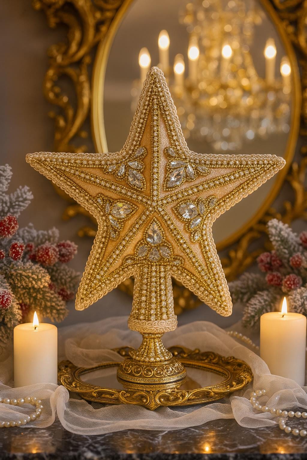 Handmade Gold Star Tree Topper: Elegant Christmas Decor