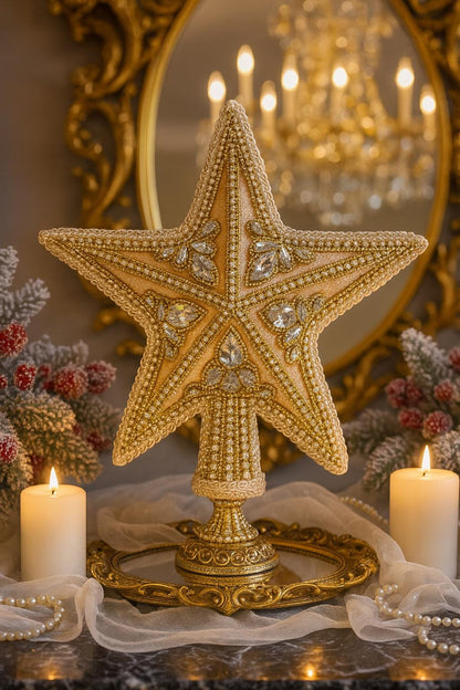 Handmade Gold Star Tree Topper: Elegant Christmas Decor