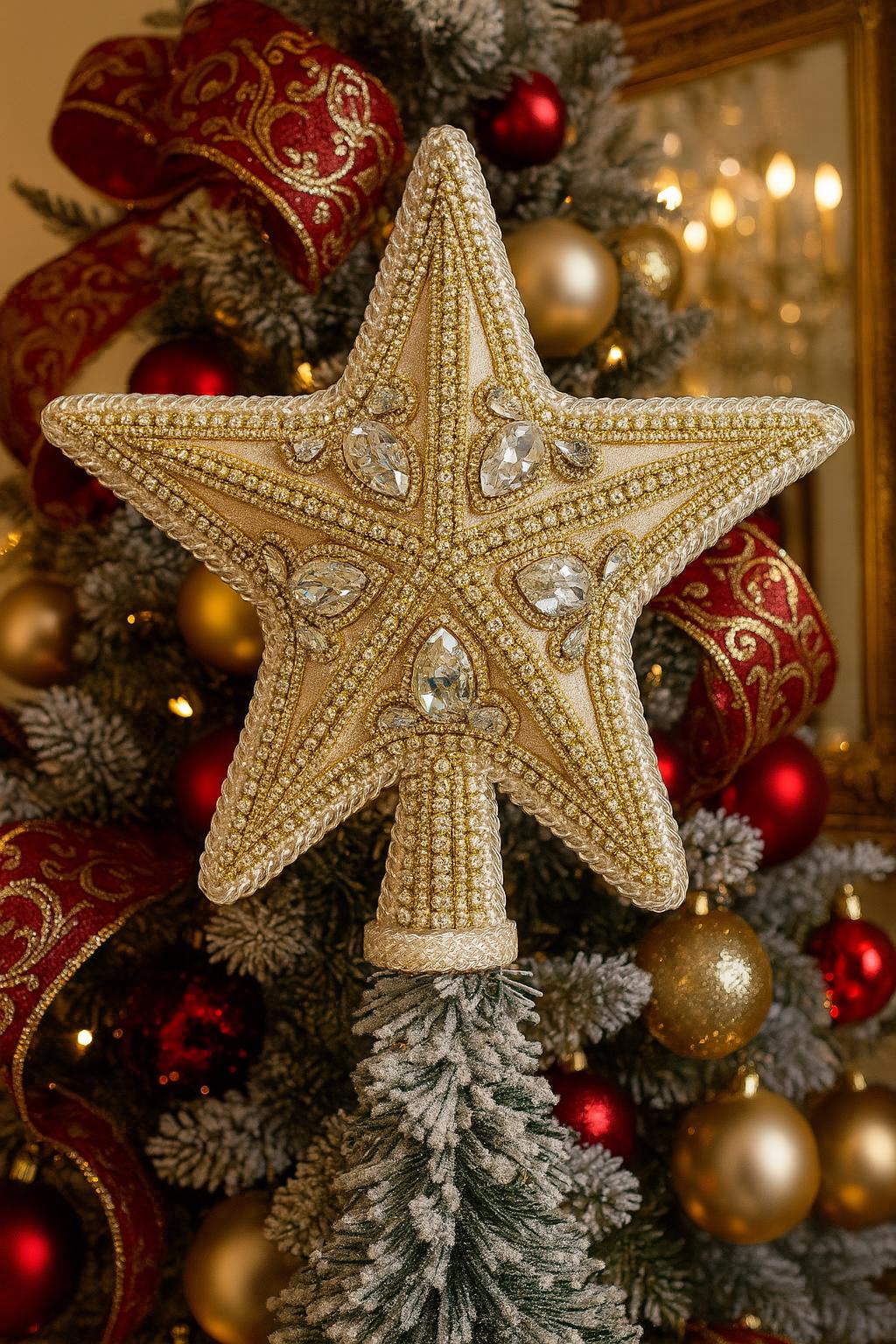 Handmade Gold Star Tree Topper: Elegant Christmas Decor