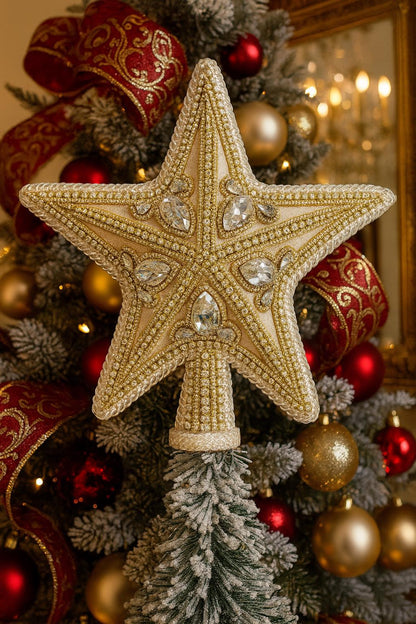 Handmade Gold Star Tree Topper: Elegant Christmas Decor