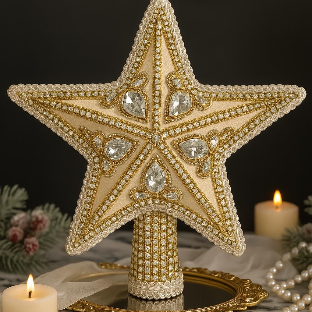 Handmade Gold Star Tree Topper: Elegant Christmas Decor