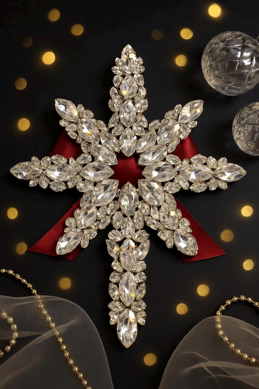 Handmade Crystal Bethlehem Star Tree Topper: Elegant Christmas Decor