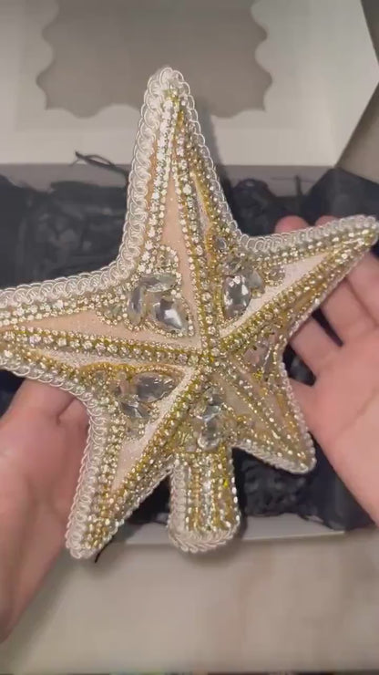 Handmade Gold Star Tree Topper: Elegant Christmas Decor