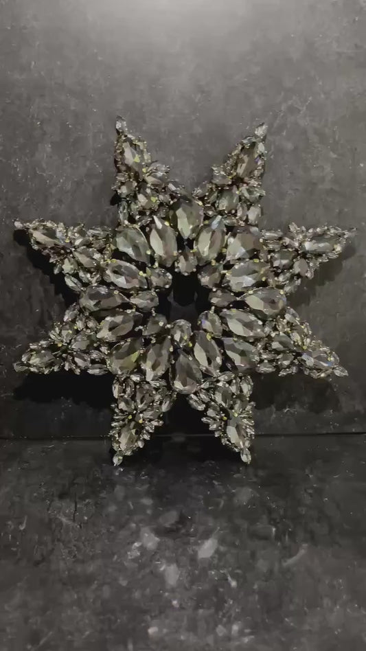 Black Star Christmas Tree Topper: Gothic Crystal Holiday Decor