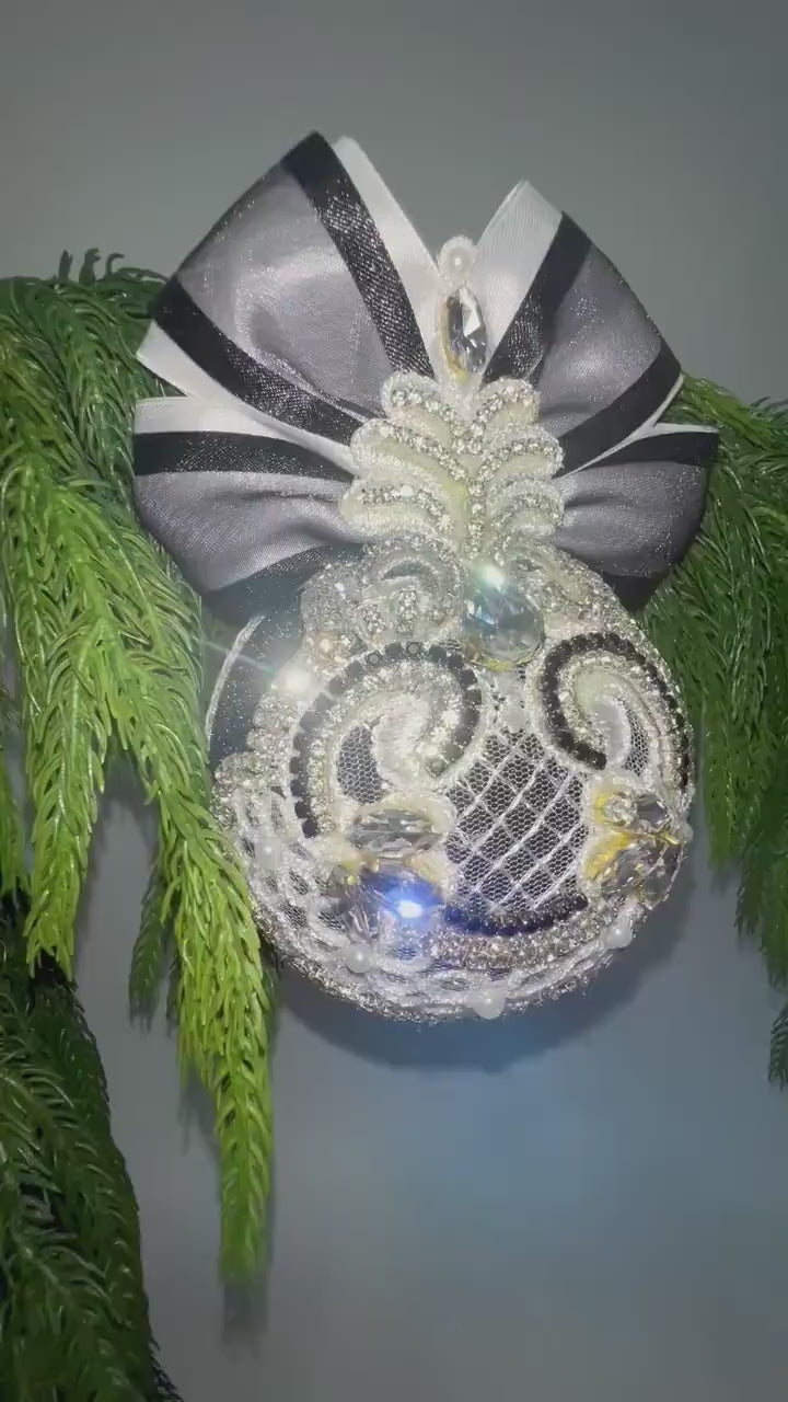 Handcrafted Gothic Halloween Ornaments: Monochrome Spooky Tree Decor